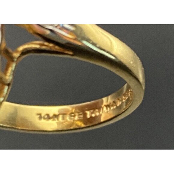 Signed Cocktail Ring EBCO Marquise 3+ Ct Blue Topaz & CZ 18K HGE Gold Size 8.25 - Picture 16 of 16